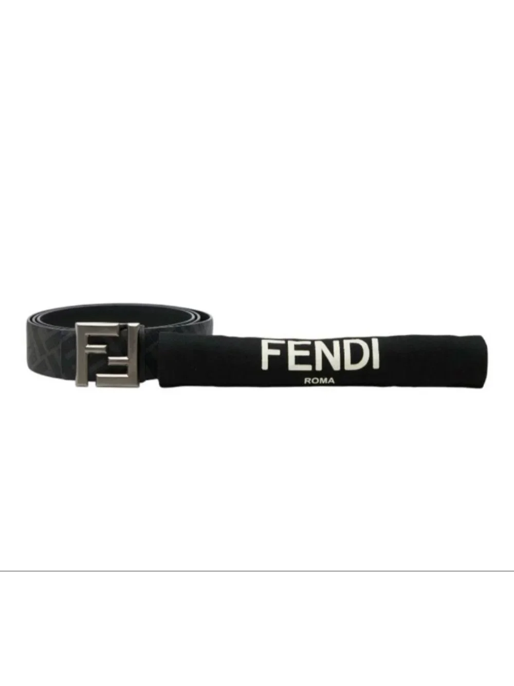 Fendi Zucca FF Logo Square Buckle Reversible Belt